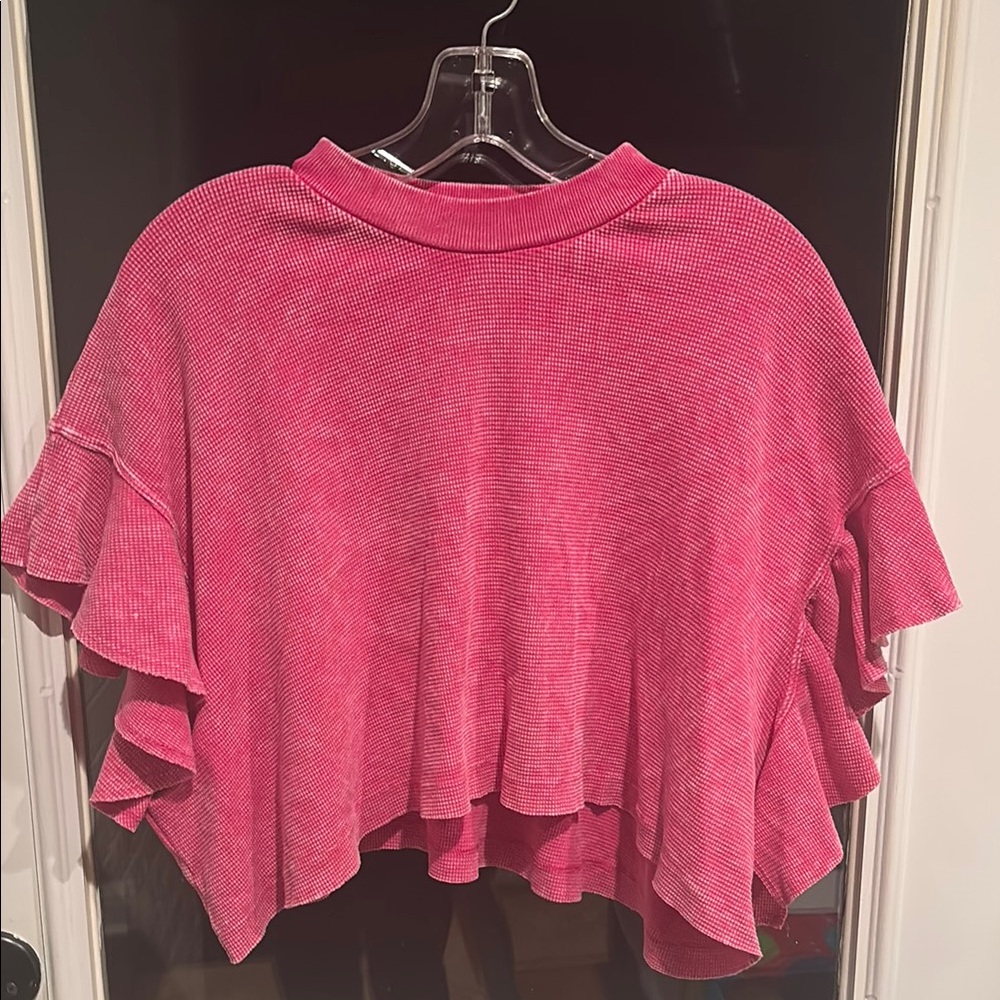 Pink Ruffled Knit Top